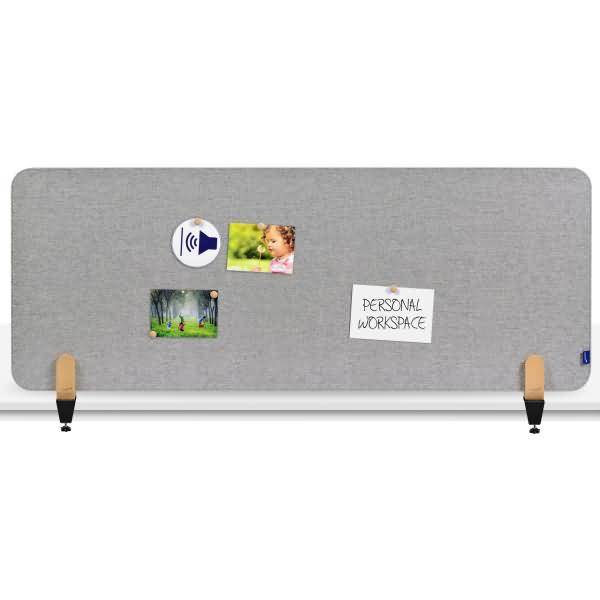 Akustik-Tischtrennwand Elements Textil 60x160cm grau mit Tischklammern