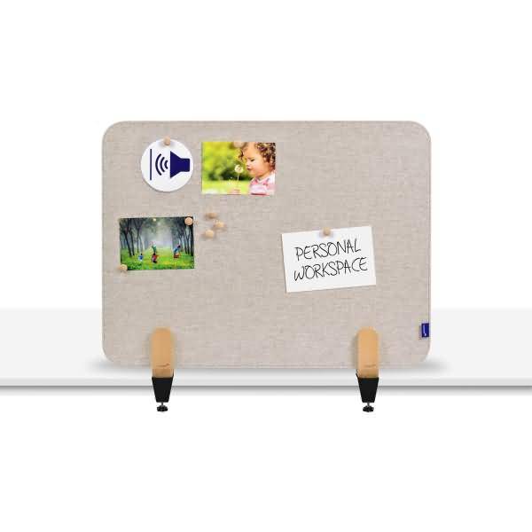 Akustik-Tischtrennwand Elements Textil 60x80cm beige mit Tischklammern