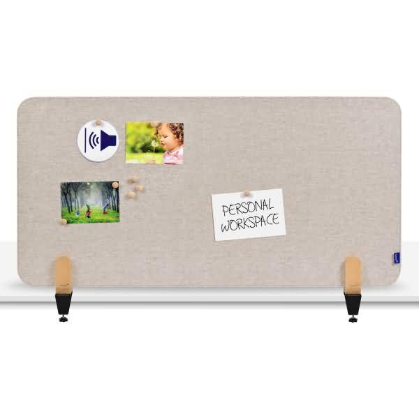 Akustik-Tischtrennwand Elements Textil 60x120cm beige mit Tischklammern