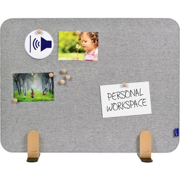Akustik-Tischtrennwand Elements Textil 60x80cm grau mit Halterungen