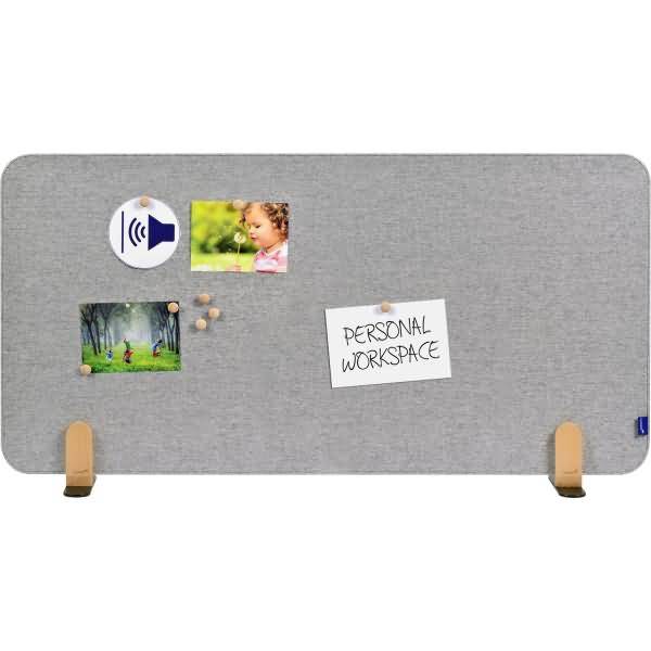 Akustik-Tischtrennwand Elements Textil 60x120cm grau mit Halterungen