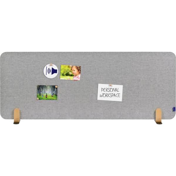 Akustik-Tischtrennwand Elements Textil 60x160cm grau mit Halterungen