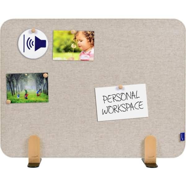 Akustik-Tischtrennwand Elements Textil 60x80cm beige mit Halterungen