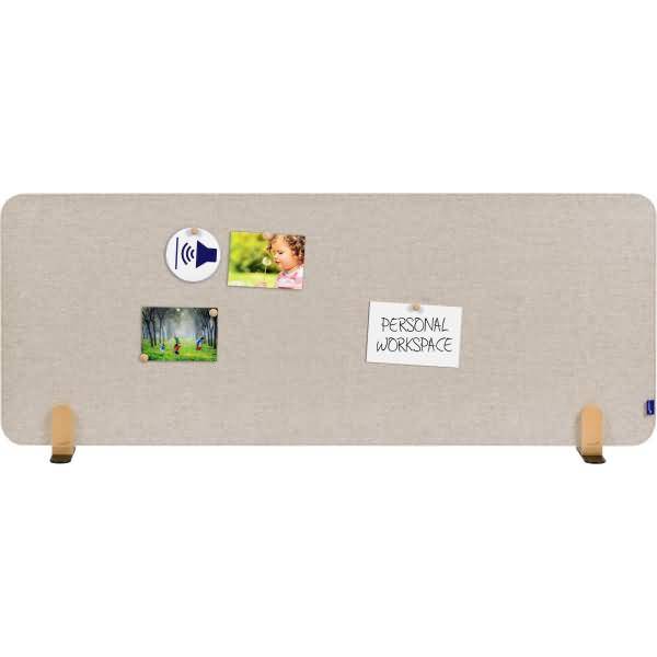 Akustik-Tischtrennwand Elements Textil 60x160cm beige mit Halterungen