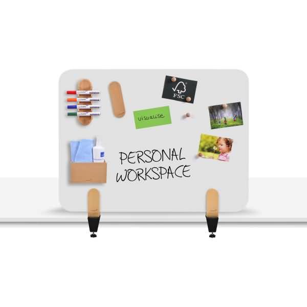 Whiteboard-Tischtrennwand Elements 60x80cm mit Tischklammern
