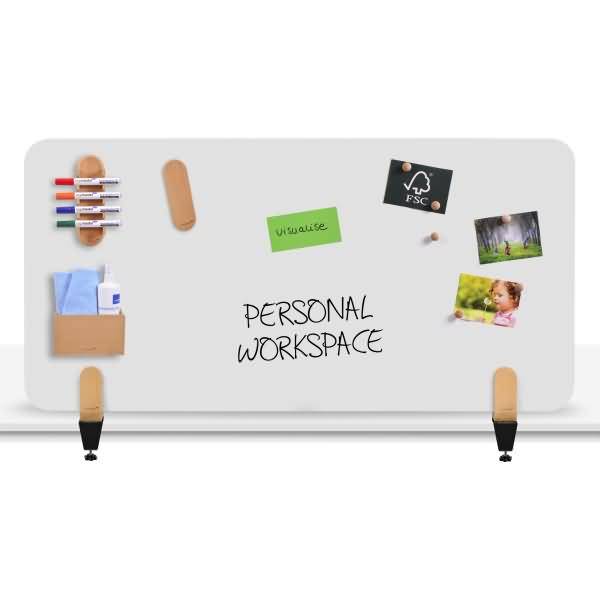 Whiteboard-Tischtrennwand Elements 60x120cm mit Tischklammern