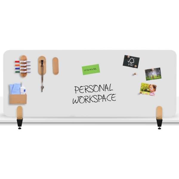 Whiteboard-Tischtrennwand Elements 60x160cm mit Tischklammern