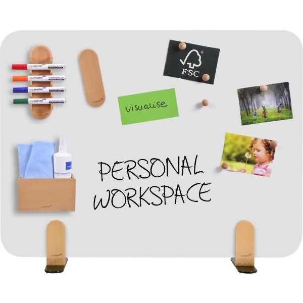 Whiteboard-Tischtrennwand Elements 60x80cm mit Halterungen