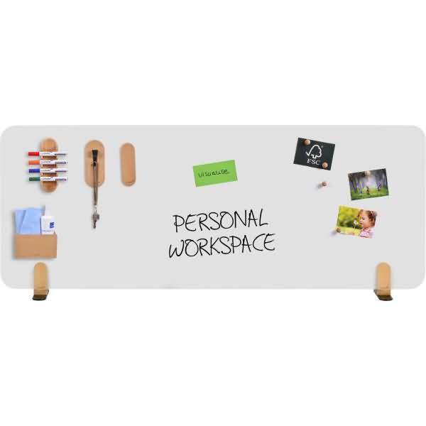 Whiteboard-Tischtrennwand Elements 60x160cm mit Halterungen