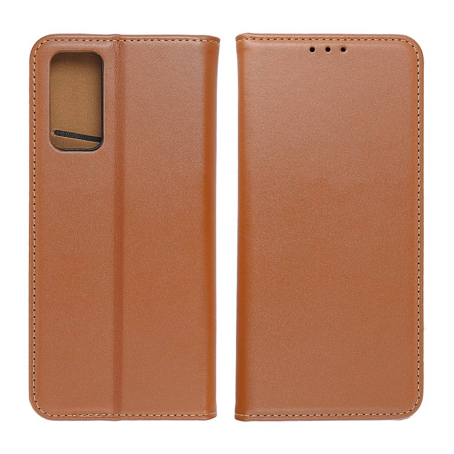 Smart Pro Echt Buchtasche Leder Tasche Lederbuch Hülle Cover Case Handytasche für Samsung Galaxy A42 5G (A425F) Braun