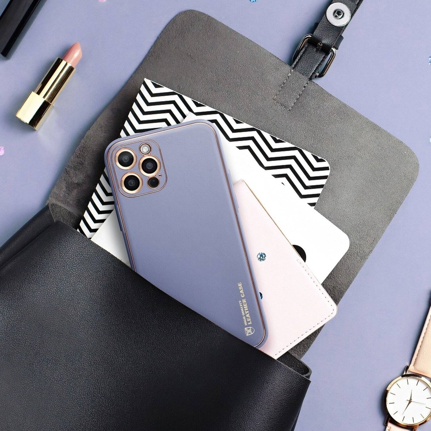 Leder Case Hülle Handyschale Handy-Hülle Cover Bumper für Samsung Galaxy A72 5G (A725F) Blau