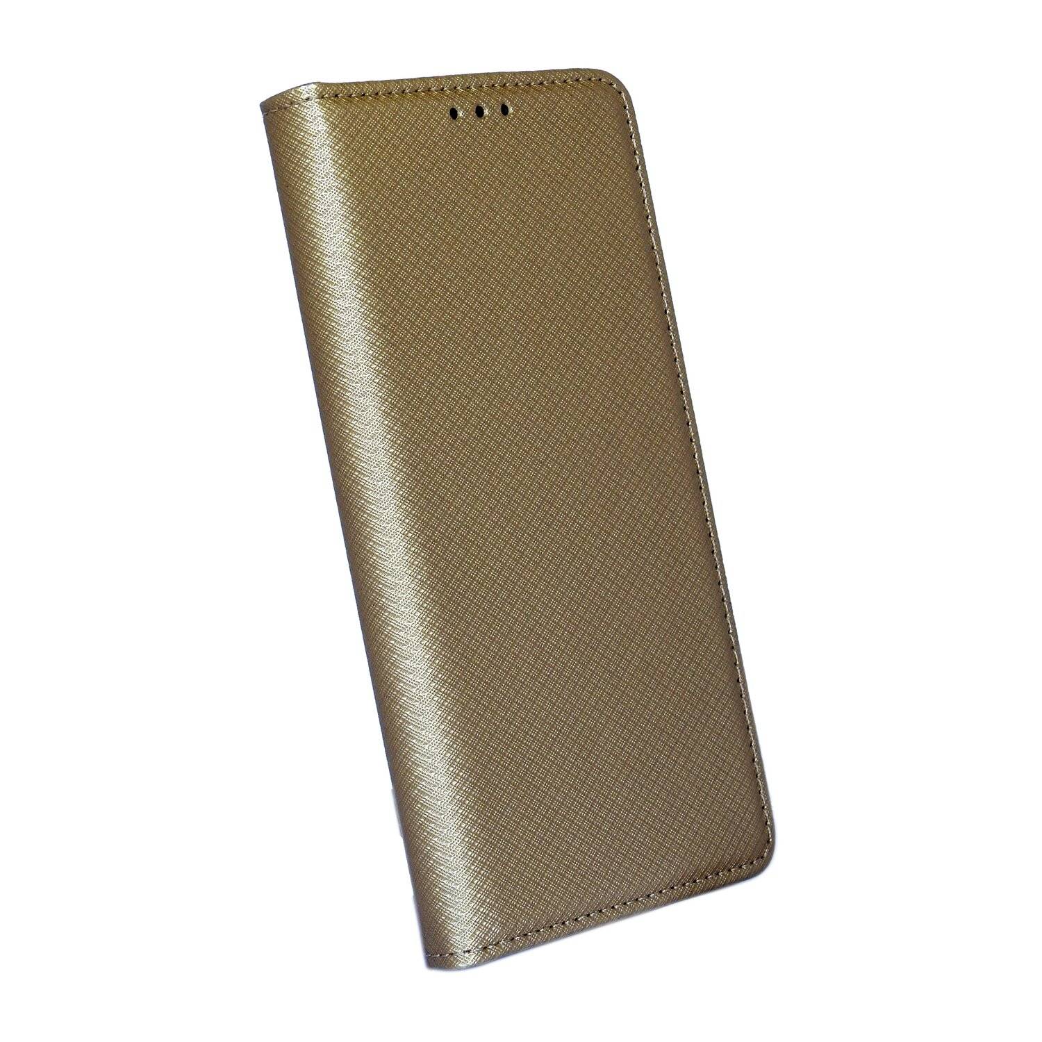 Buch Tasche "Smart" für SAMSUNG GALAXY XCOVER 5 (G525F) Handy Hülle Schutzhülle mit Standfunktion, Kartenfach Gold