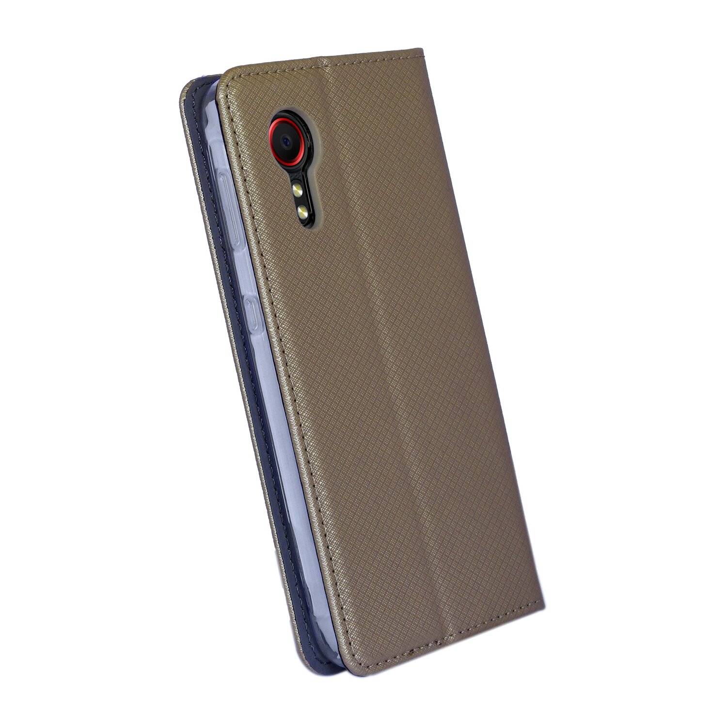 Buch Tasche "Smart" für SAMSUNG GALAXY XCOVER 5 (G525F) Handy Hülle Schutzhülle mit Standfunktion, Kartenfach Gold