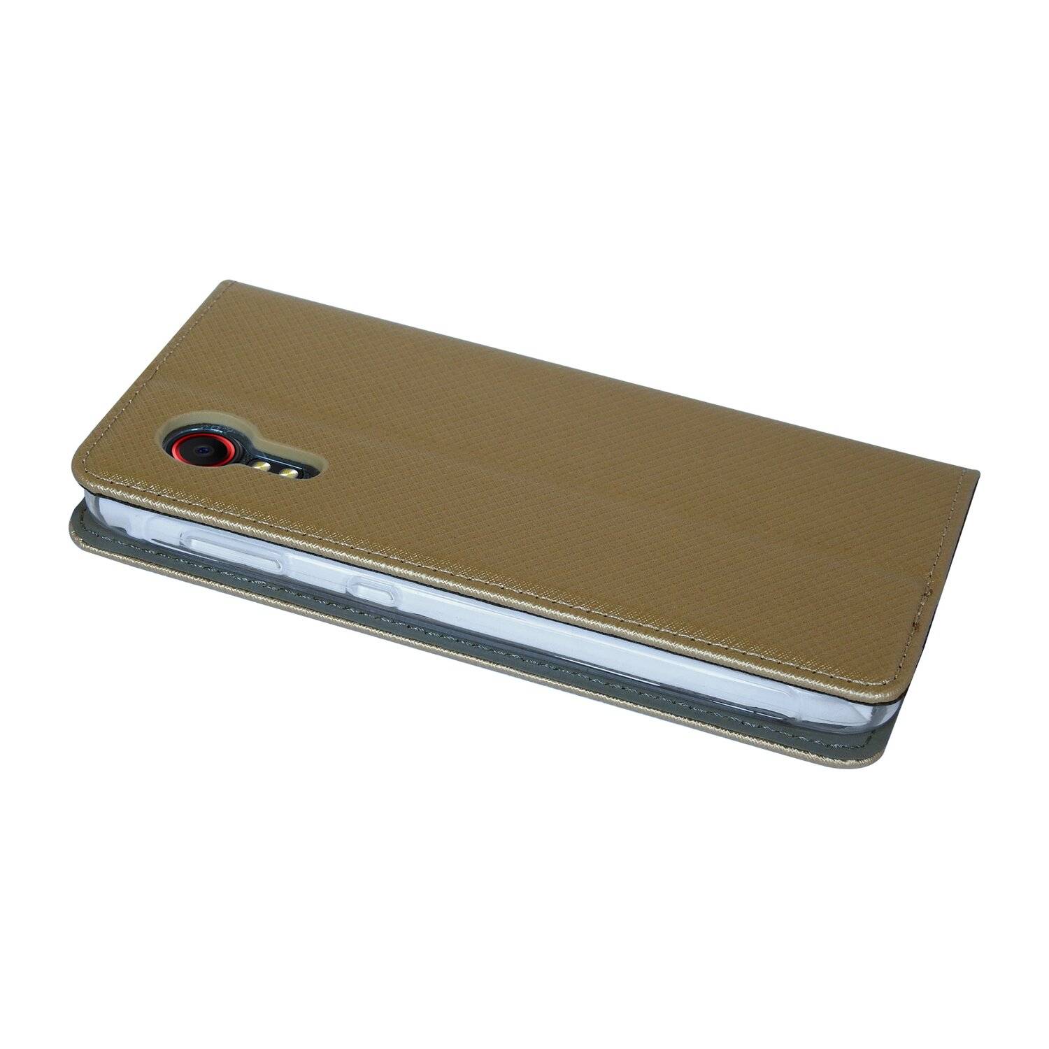 Buch Tasche "Smart" für SAMSUNG GALAXY XCOVER 5 (G525F) Handy Hülle Schutzhülle mit Standfunktion, Kartenfach Gold