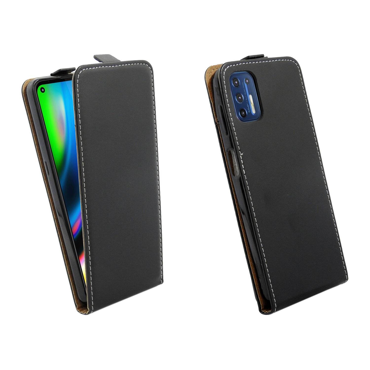 Flip Case für MOTOROLA MOTO G9 PLUS Handy Tasche vertikal aufklappbar Schutzhülle Klapp Hülle Schwarz