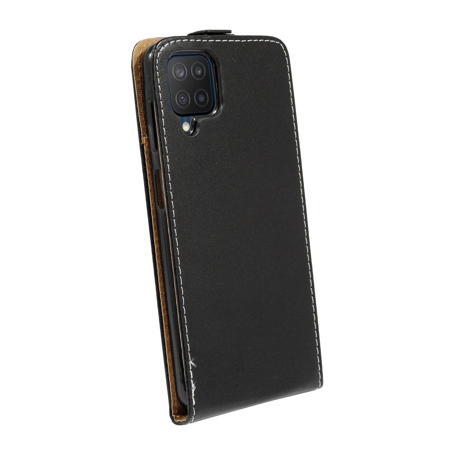Flip Case für Samsung Galaxy M12 (M127F) Handy Tasche vertikal aufklappbar Schutzhülle Klapp Hülle Schwarz
