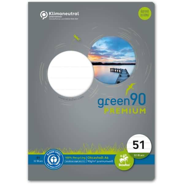 Oktavheft Green A6 7mm liniert Lineatur 51 32 Blatt