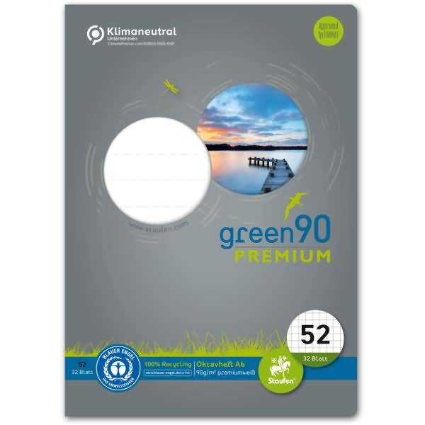 Oktavheft Green A6 kariert 5mm Lineatur 52 32 Blatt