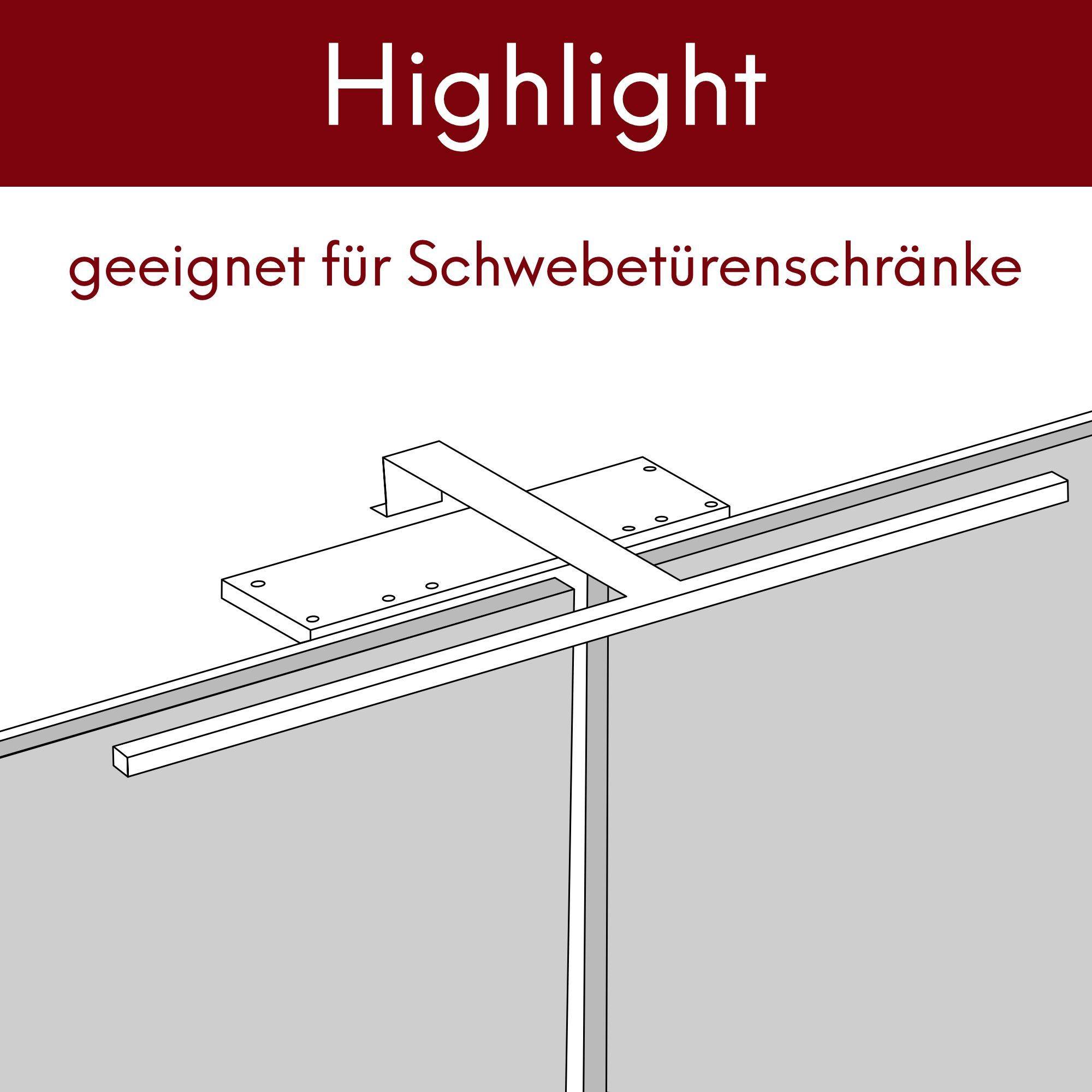 kalb | LED Aufbauleuchten 1-4er SET silbergrau 600mm Schrankbeleuchtung für Schwebetürenschränke