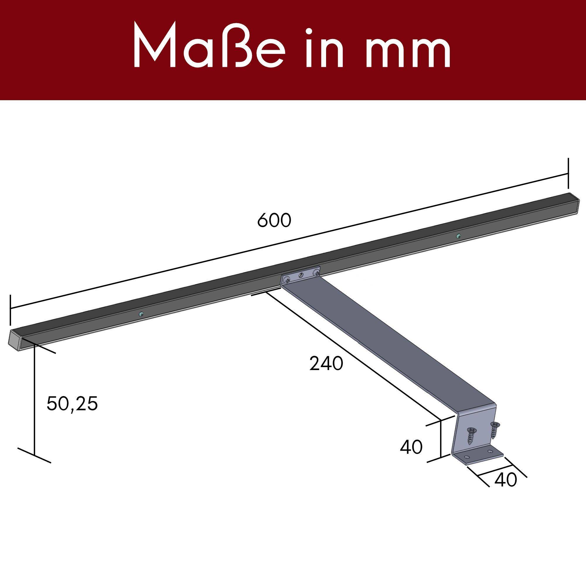 kalb | LED Aufbauleuchten 1-4er SET silbergrau 600mm Schrankbeleuchtung für Schwebetürenschränke