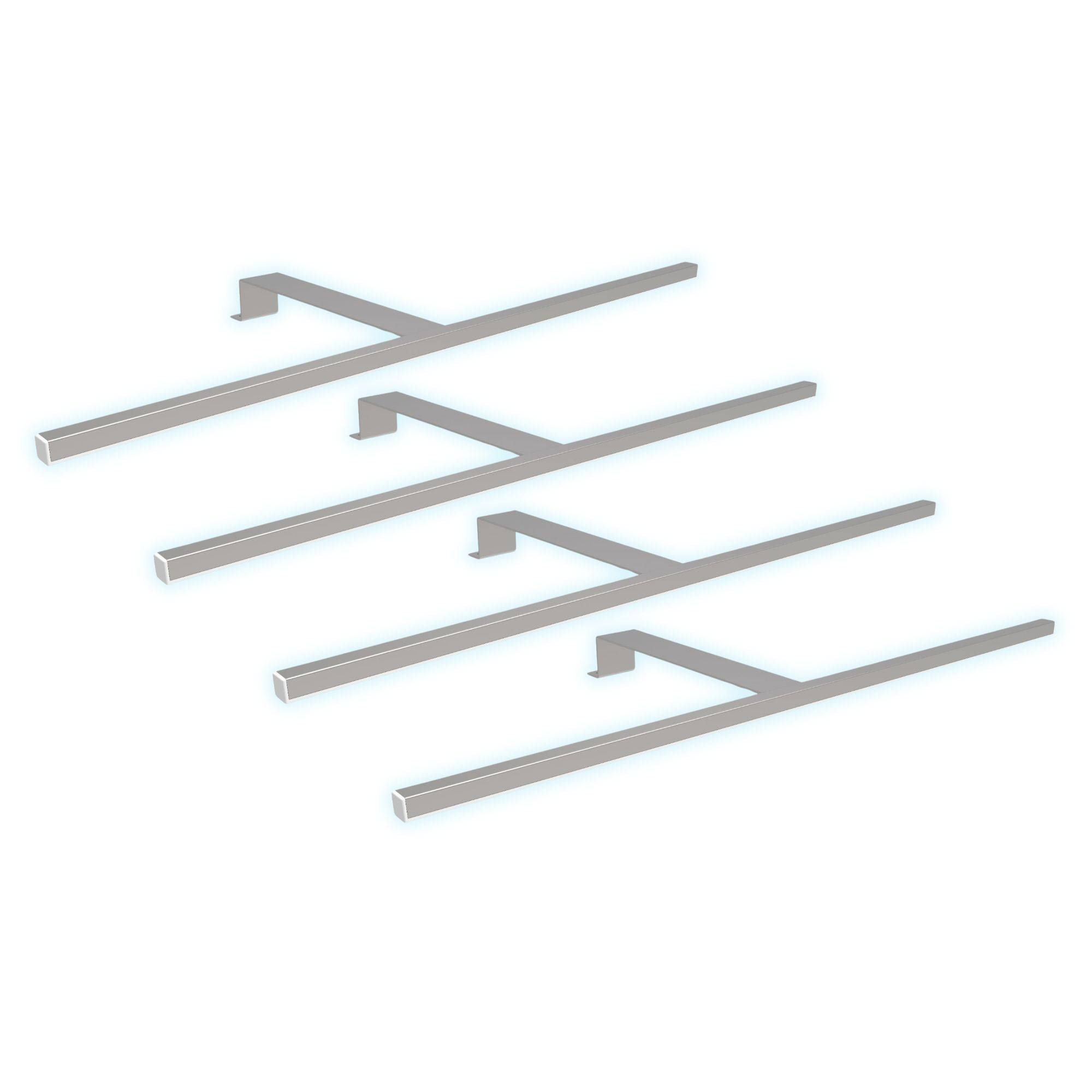 kalb | LED Aufbauleuchten 1-4er SET silbergrau 600mm Schrankbeleuchtung für Schwebetürenschränke