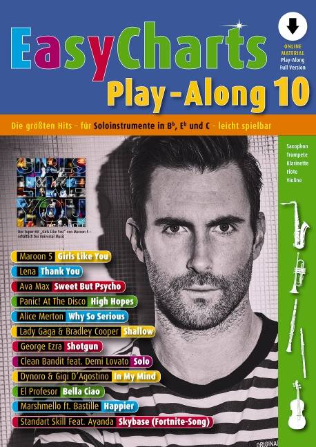 Easy Charts Play-Along, für Bb/Eb/C-Instrumente. Bd.10 Die größten Hits spielerisch leicht spielbar. Ausgabe mit Online-Audiodatei
