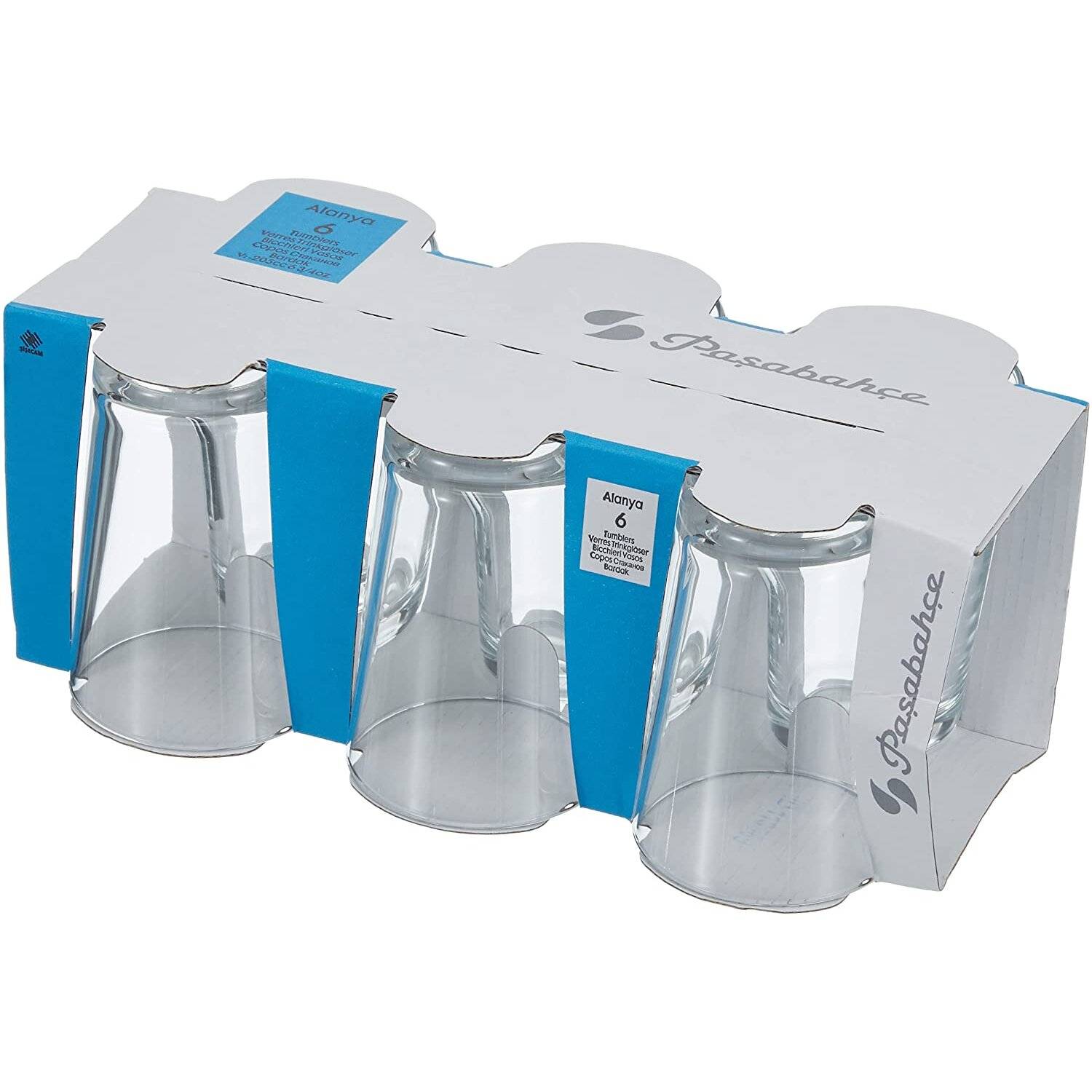 Pasabahce Wasserglas Set 6 Teilig 52052 Glas 6 Personen Spülmaschinengeeignet Trinkglas Gläser Set Transparent 205ml