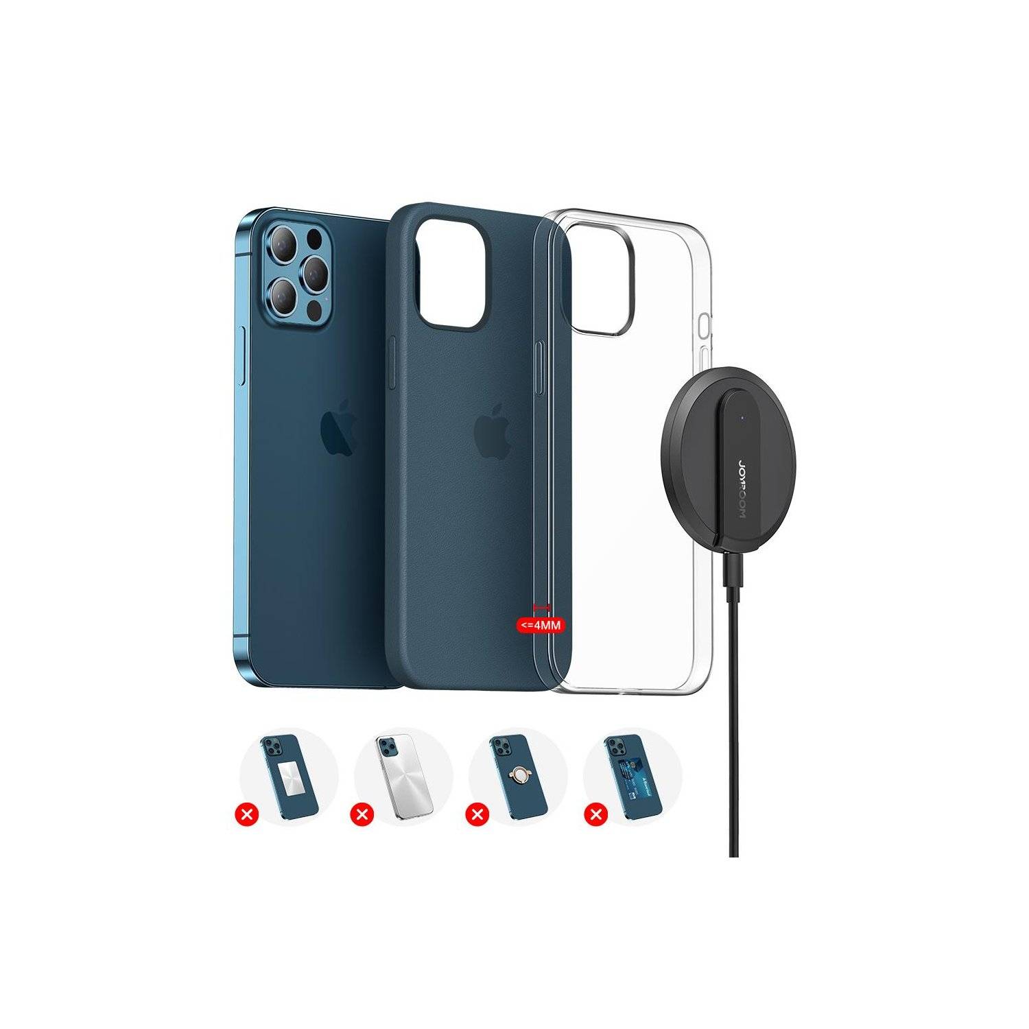 Joyroom magnetisches kabelloses Ladegerät 15W Schnell-Ladegerät Handy-Ladegerät (kompatibel mit MagSafe) Weiß