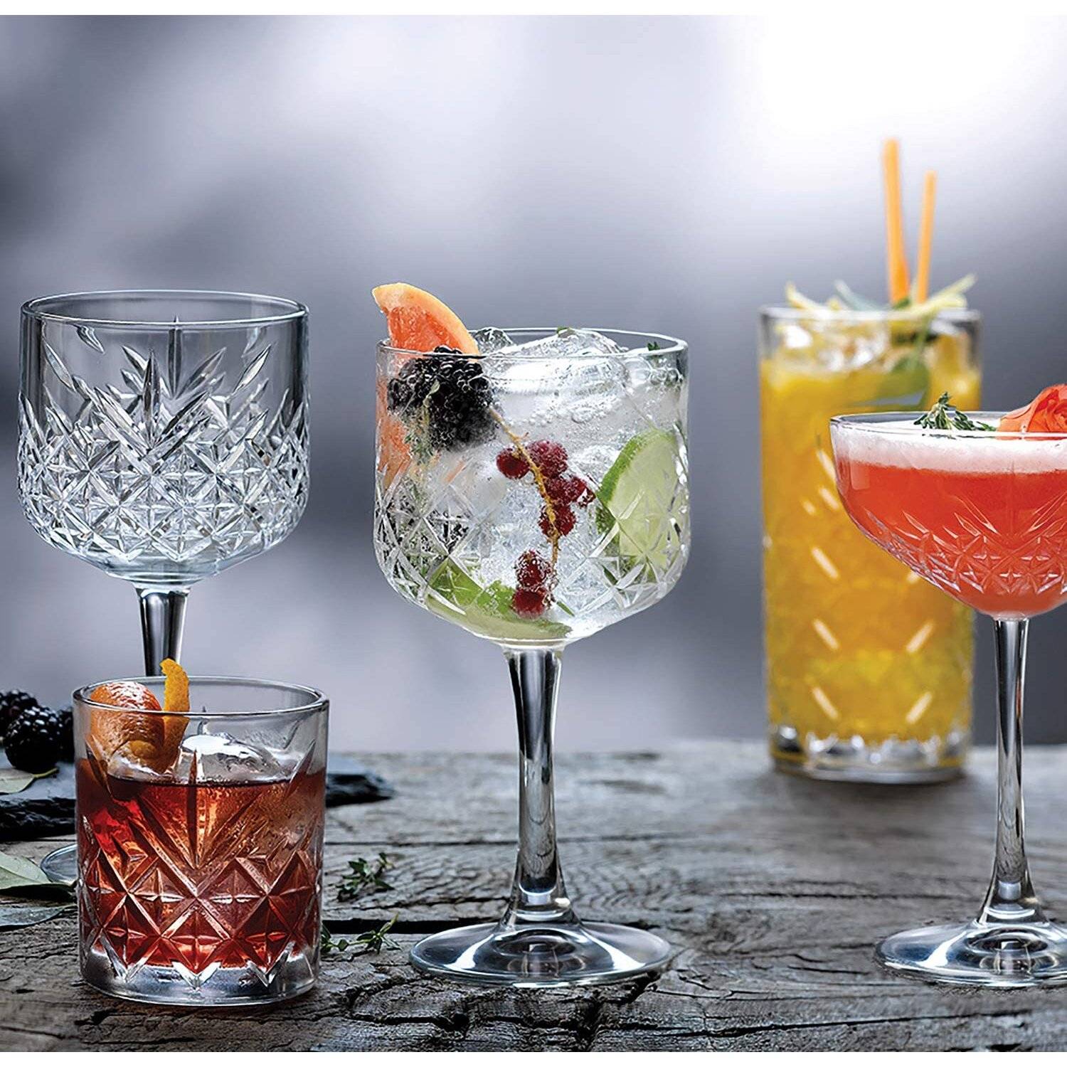 Pasabahce 440237 Gin Cocktail Glas Timeless im Kristall-Design, Höhe ca. 20 cm, 4er Set aus Glas