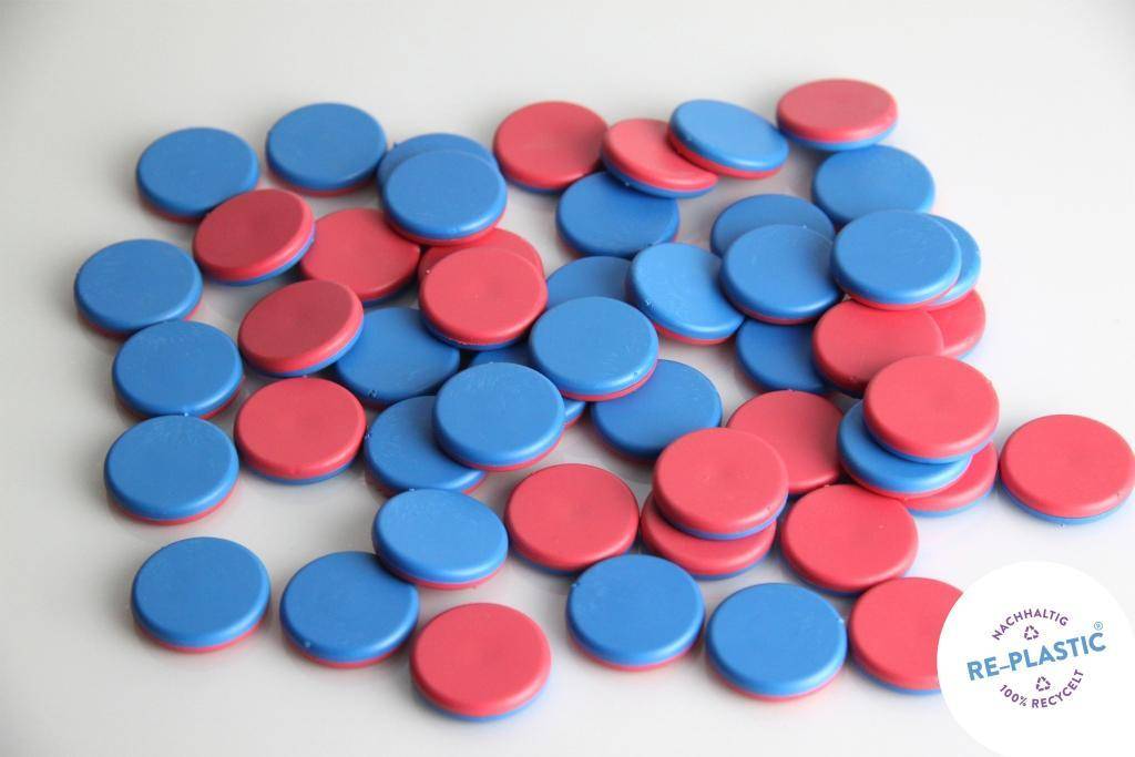 50 Wendeplättchen, rot/blau aus RE-Plastic° Lernspielset