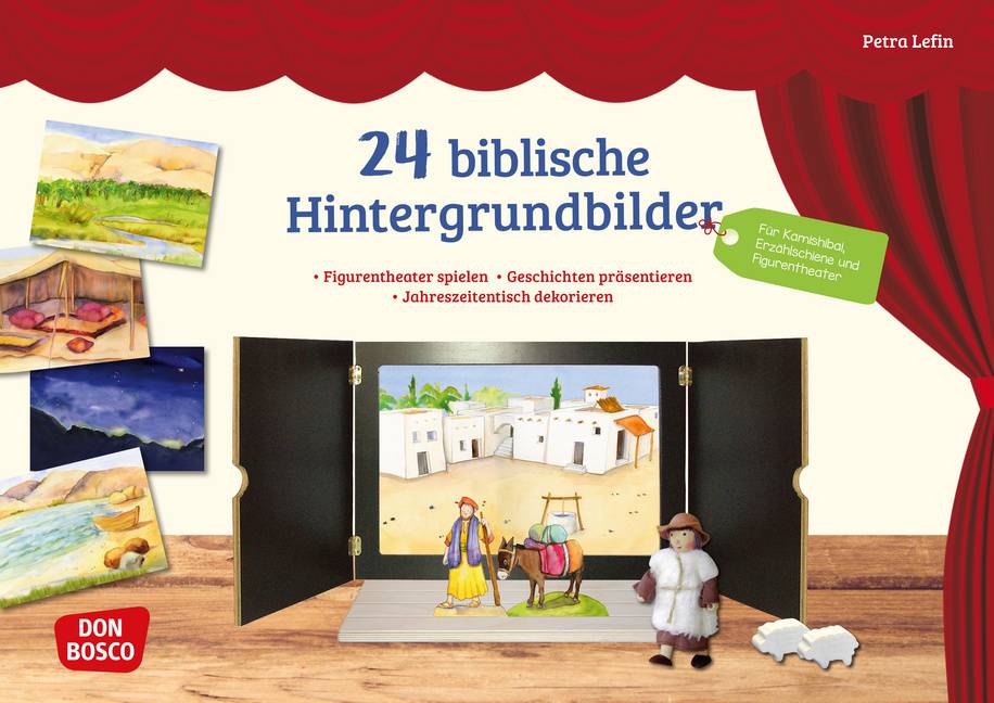 24 biblische Hintergrundbilder Figurentheater spielen. Geschichten präsentieren. Jahreszeitentisch dekorieren. Für Kamishibai, Erzählschiene und Fi