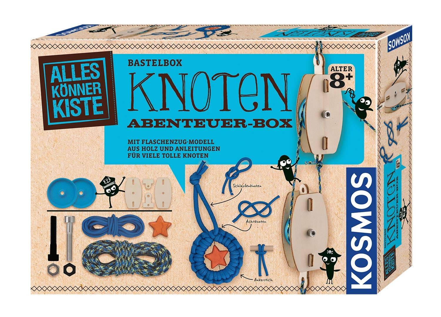 KOSMOS 604325 - Bastel Box, Knoten Abenteuer Box, Flaschenzug Bastel-Set