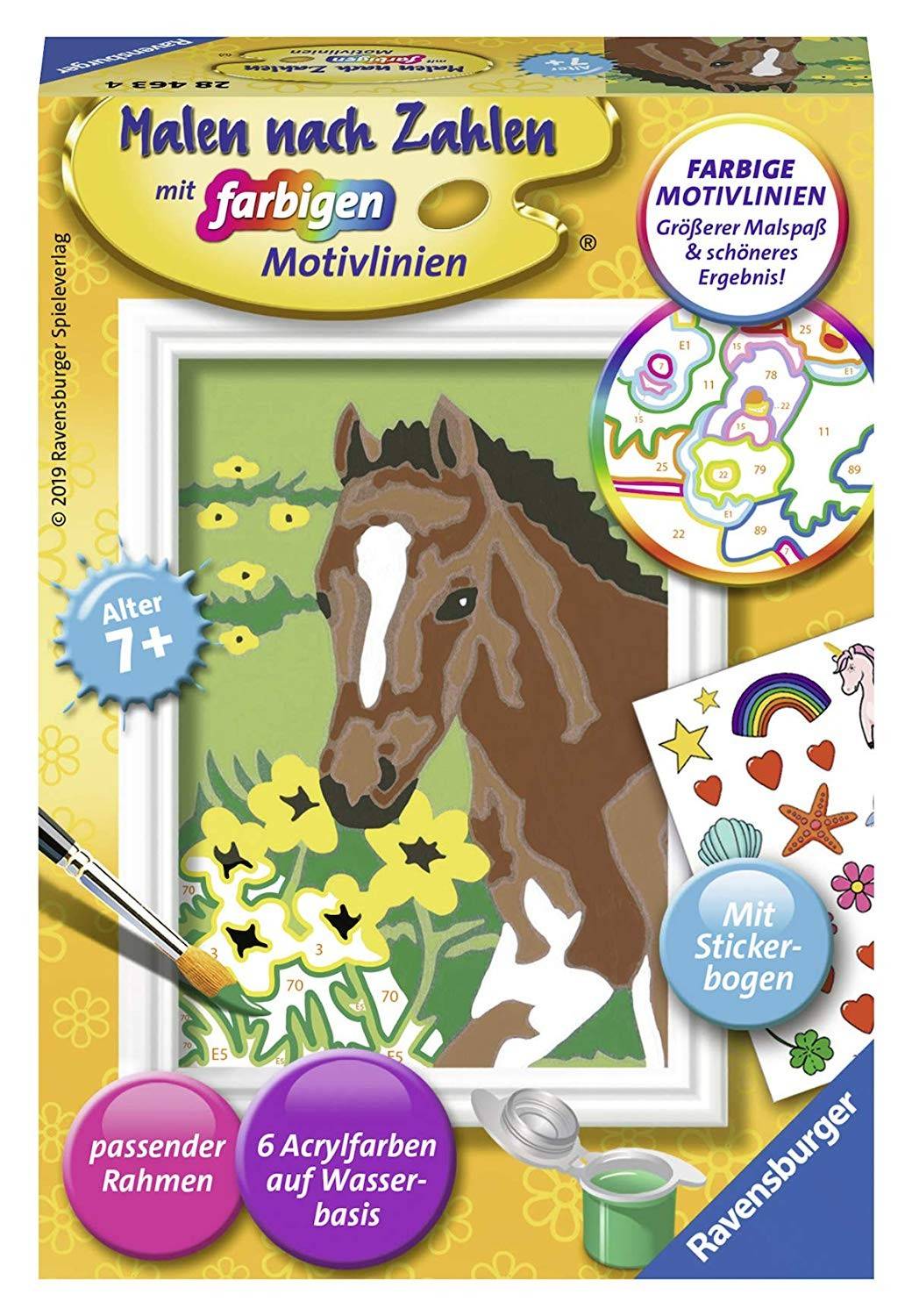 Ravensburger 28463 - Malen nach Zahlen, Fohlen mit Sticker Mit Stickerbogen