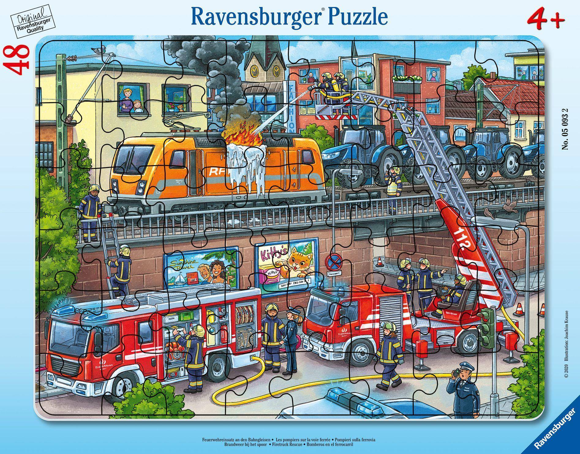 Feuerwehreinsatz an den Bahngleisen Anzahl Teile: 48, Rahmenpuzzle