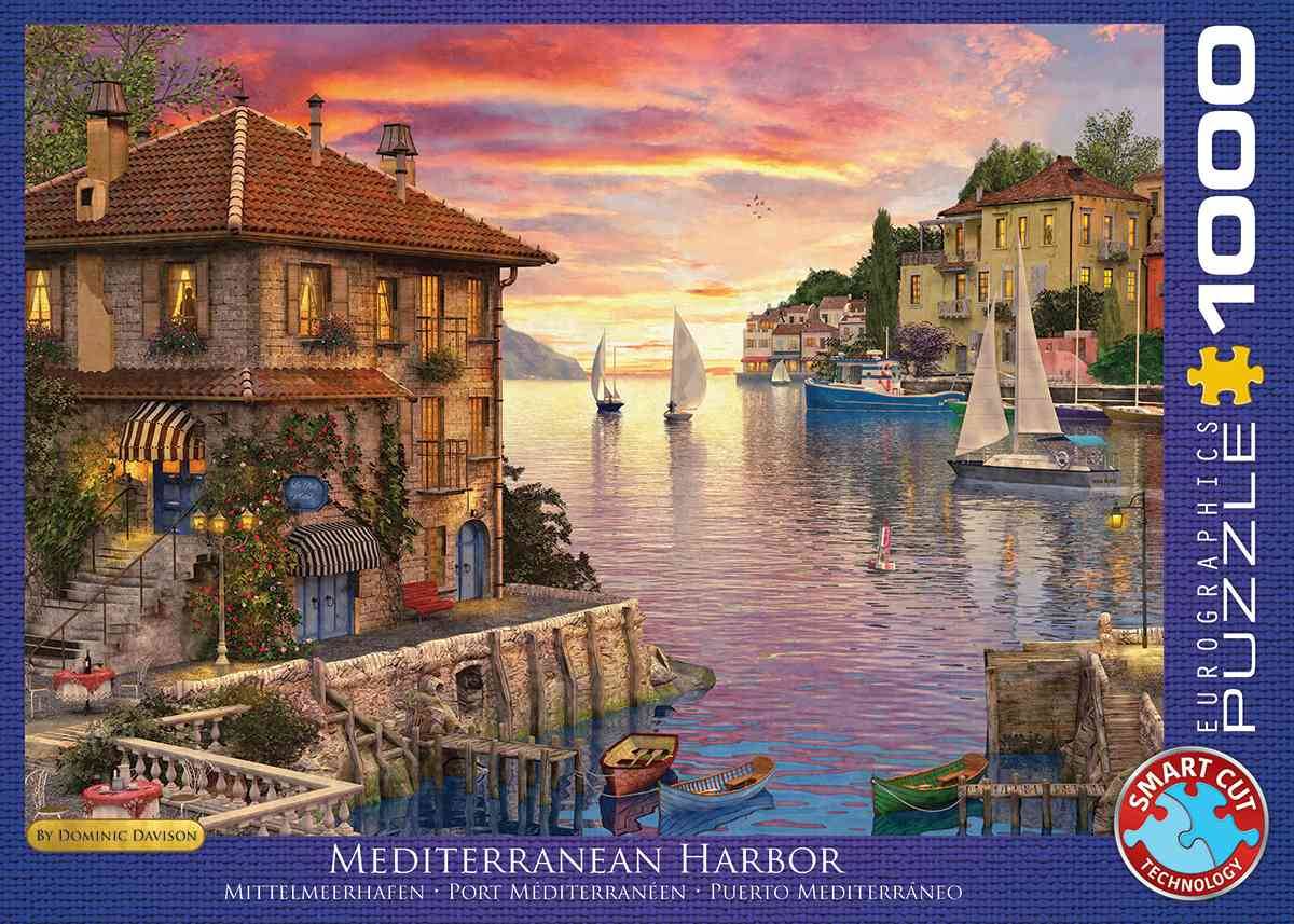 Eurographics 6000-0962 - Mittelmeerhafen von Dominic Davison, Puzzle Mittelmeerhafen von Dominic Davison, Anzahl Teile: 1000, Maße (B/H): 68 x 48 cm,