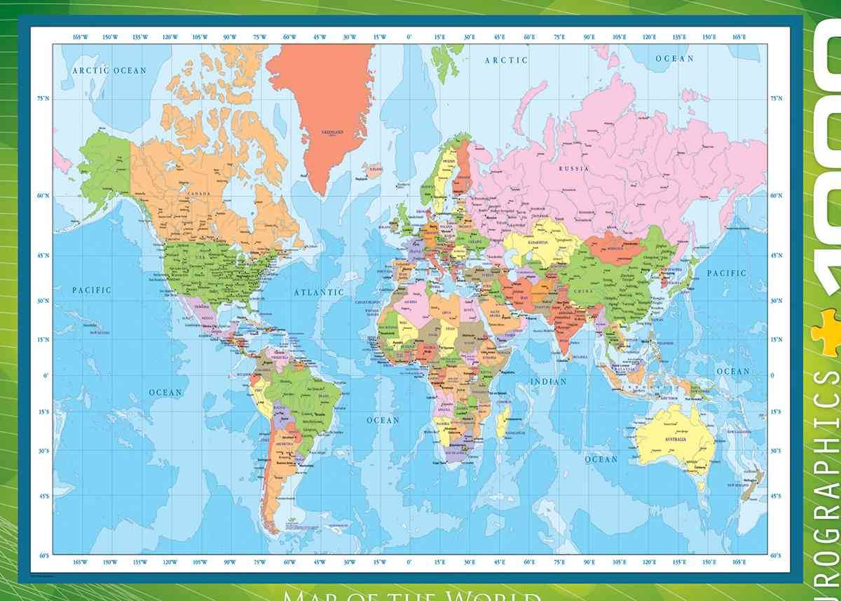 Eurographics 6000-1271 - Weltkarte, Puzzle Weltkarte, Anzahl Teile: 1000, Maße (B/H): 68 x 48 cm, Eurographics-Puzzle, Smart Cut Technology