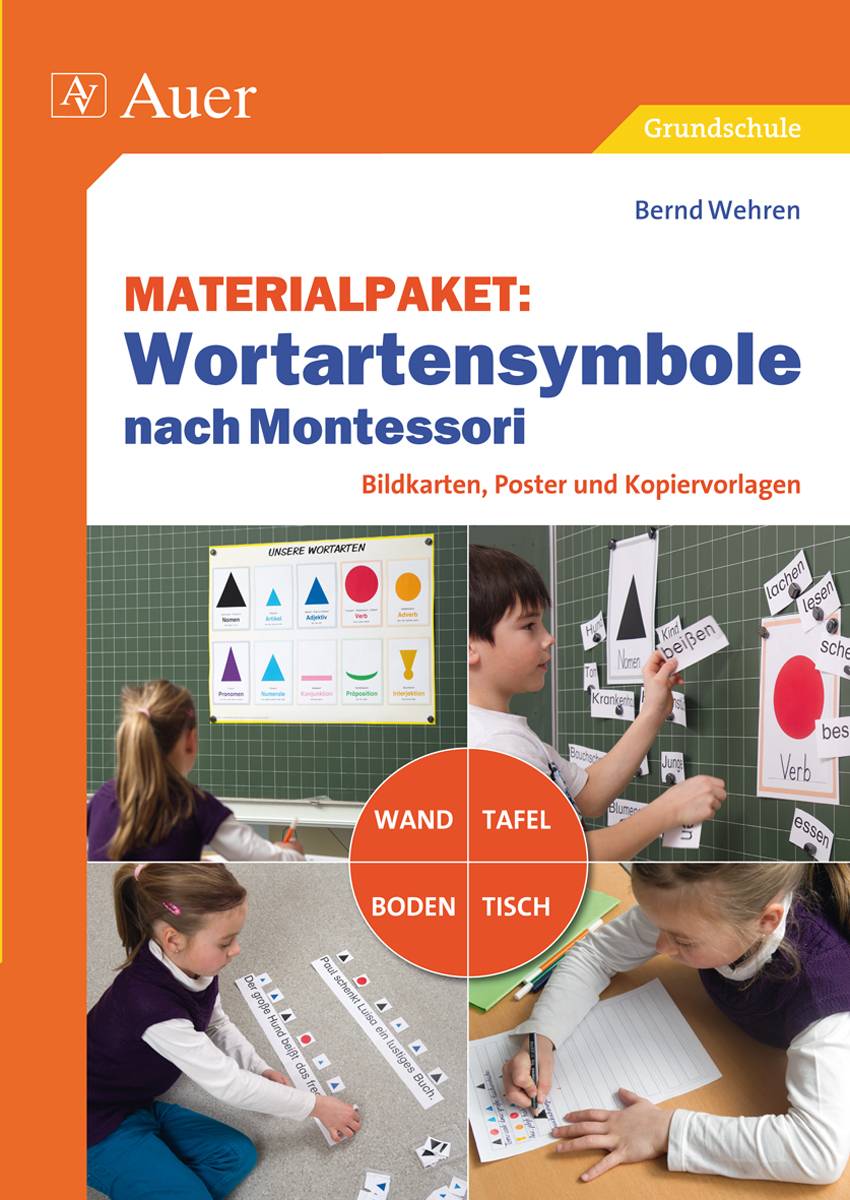 Materialpaket Wortartensymbole nach Montessori Bildkarten, Poster und Kopiervorlagen für Wand, Tafel, Boden und Tisch (1. bis 4. Klasse)