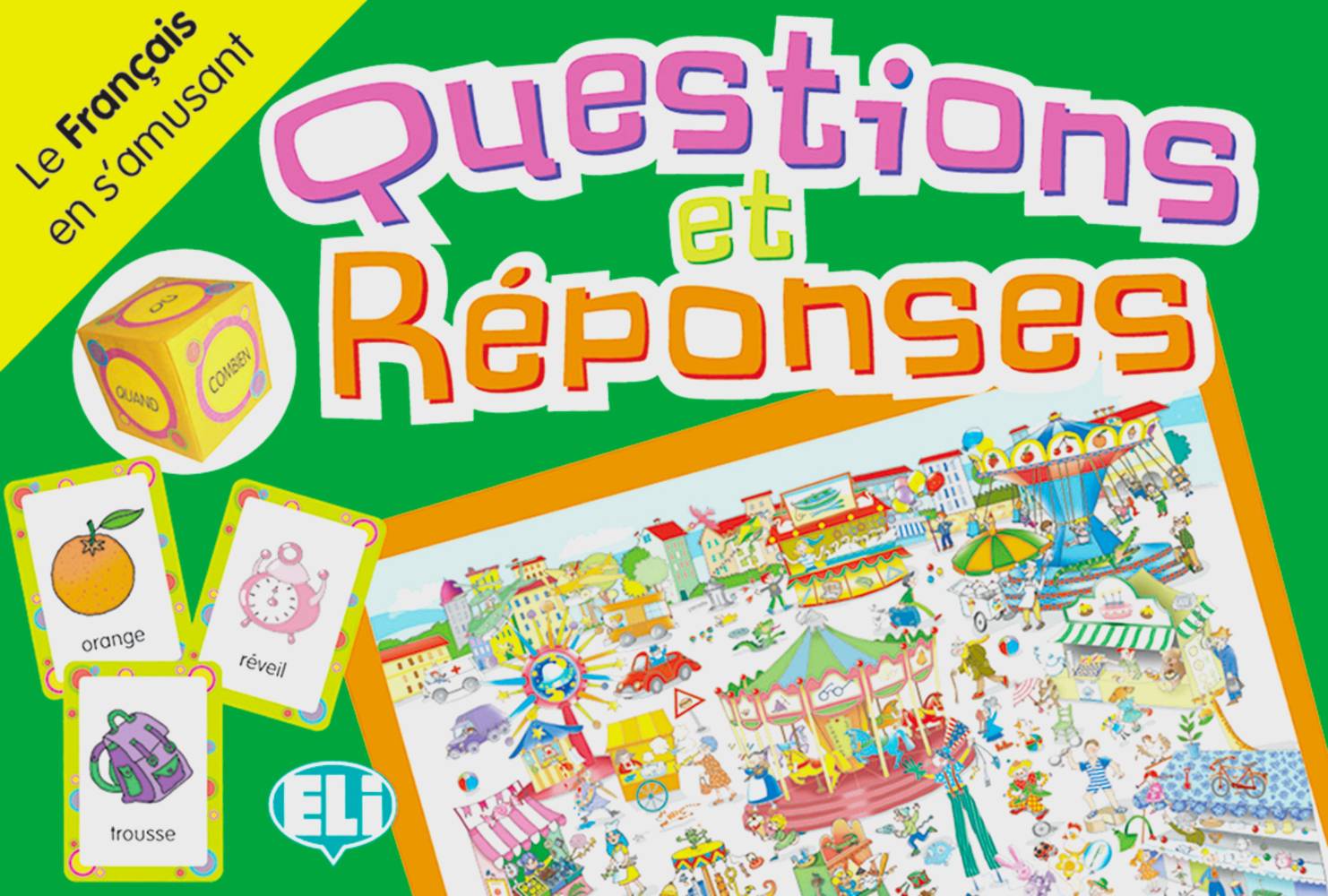 Questions et réponses (Spiel) 1 Poster, 1 Würfel, 66 Karten, Spielanleitung