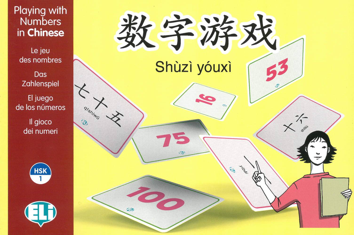 shùzi yóuxi - Playing with Numbers in Chinese Das Zahlenspiel. Let's count in Chinese. Game Box mit 2 x 50 Spielkarten, 36 Zahlenkarten à 6 Zahlen