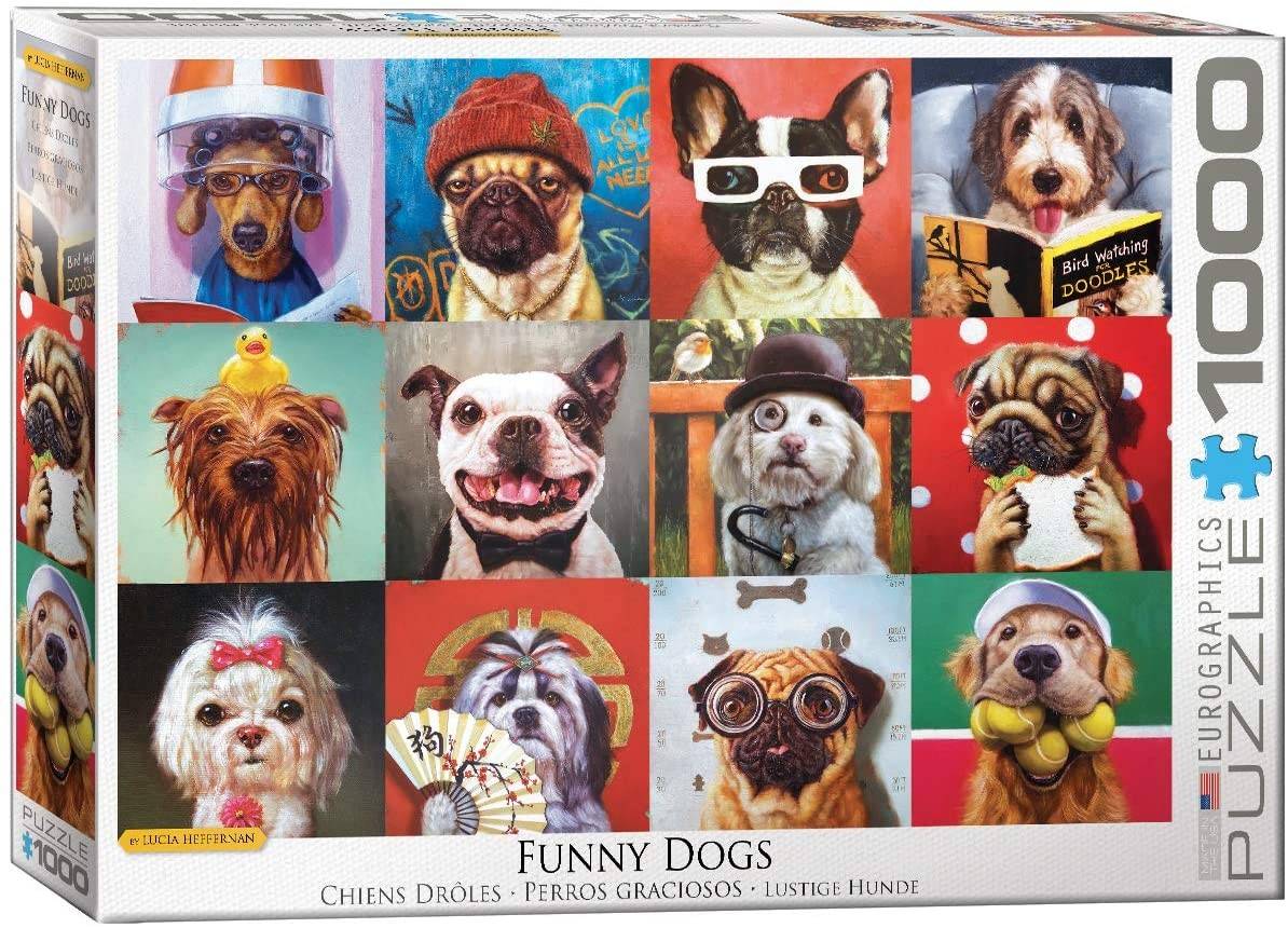 Eurographics 6000-5523 - Lucia Heffernan, Funny Dogs, Lustige Hunde, Puzzle, 1000 Teile Lustige Hunde, Anzahl Teile: 1000, Maße (B/H): 68 x 48 cm, Eu