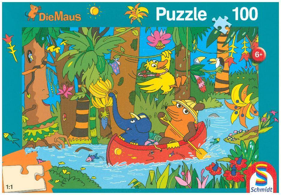 Die Maus, Im Dschungel, 100 Teile KINDERPUZZLES Anzahl Teile: 100, Maße (B/H): 36 x 24 cm, Puzzle, 50 Jahre 'Die Maus', Die Sendung mit der Maus