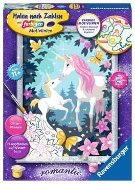 Ravensburger 28516 - Malen nach Zahlen, Einhornmagie, MNZ, Malset Mit farbigen Motivlinien. Mit Glitter-Rahmen!