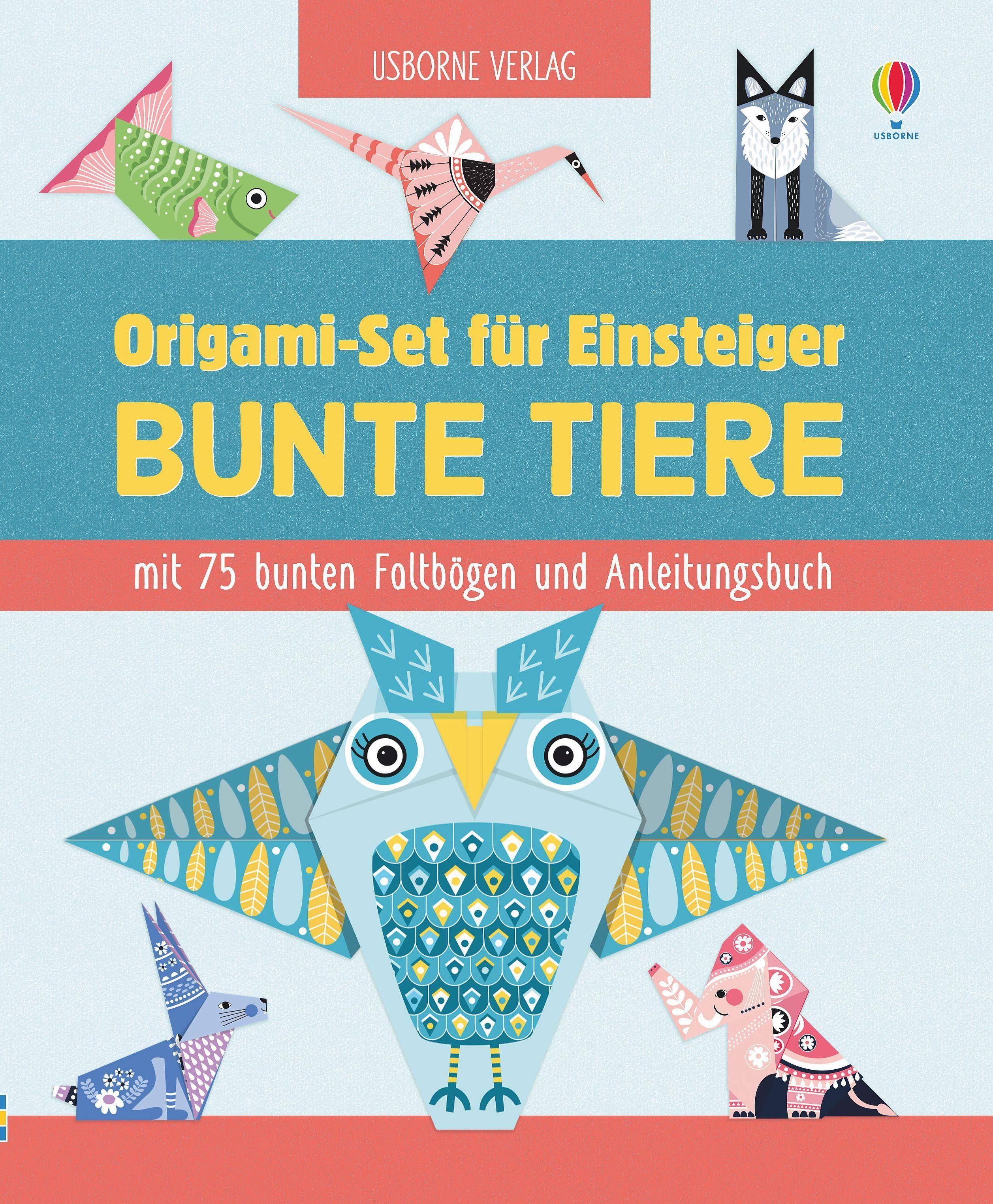 Origami-Set für Einsteiger: Bunte Tiere mit 75 bunten Faltbögen und Anleitungsbuch