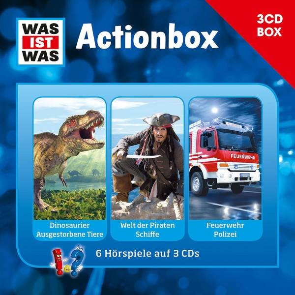 WAS IST WAS 3-CD-Hörspielbox Action und Abenteuer Dinosaurier/ Ausgestorbene Tiere, Piraten/ Schiffe, Feuerwehr/ Polizei