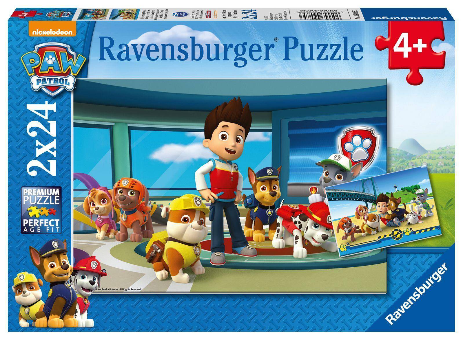 Paw Patrol, Hilfsbereite Spürnasen (Kinderpuzzle) Maße (B/H): 18 x 26 cm, Premium Puzzle, 2 x 24 Teile, Perfect Age Fit, Paw Patrol, Helfer auf vier