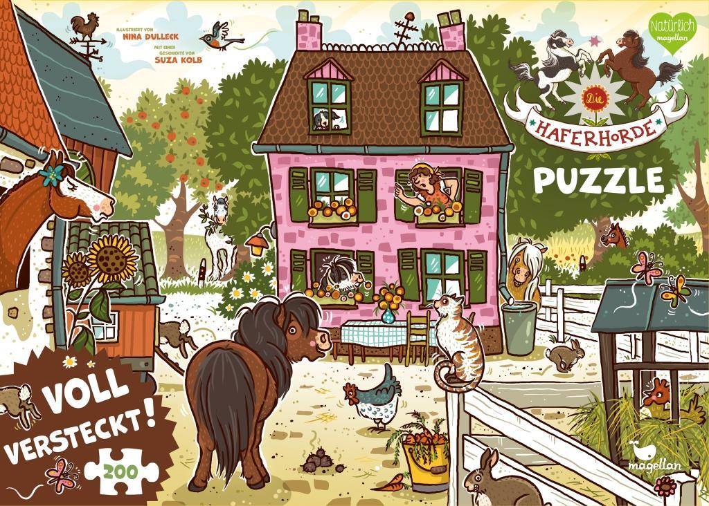 Die Haferhorde - Voll versteckt! (Puzzle) Anzahl Teile: 200, Maße (B/H): 48 x 34 cm, Puzzle, mit kleiner Geschichte, Die Haferhorde - Natürlich mage