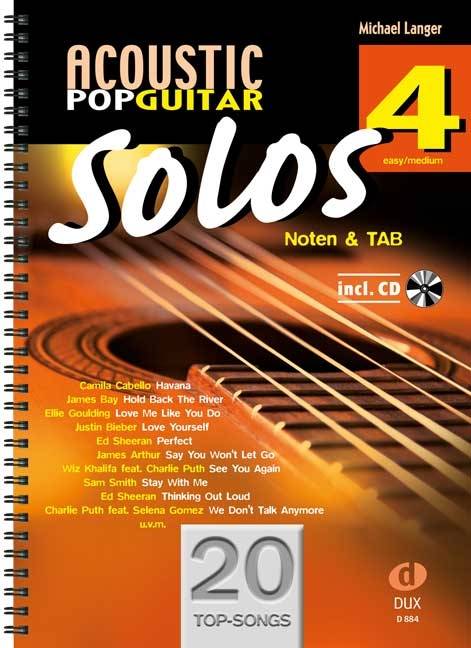 Acoustic Pop Guitar Solos, mit Audio-CD. Bd.4 Noten & TAB - easy/medium