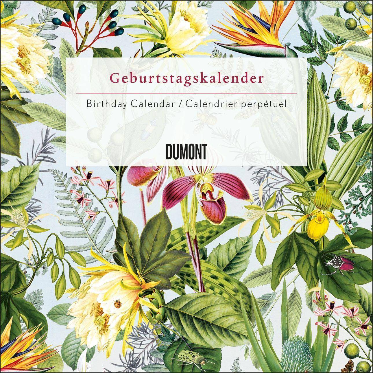 Immerwährender Geburtstagskalender floral  Archive by Portico Designs  Quadrat-Format 24 x 24 cm Birthday Calendar - Calendrier perpétuel|Birthd