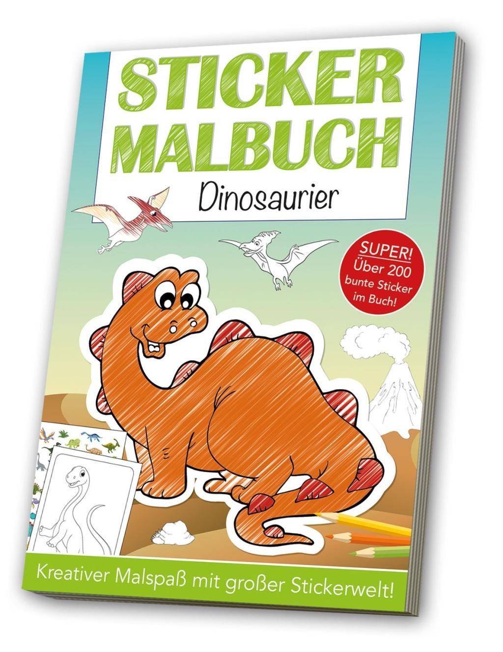 Stickermalbuch Dinosaurier Kreativer Malspaß mit großer Stickerwelt!