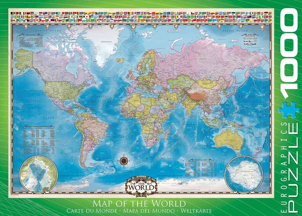 Eurographics 6000-0557 - Weltkarte mit Flaggen, Puzzle Weltkarte, Anzahl Teile: 1000, Maße (B/H): 68 x 48 cm, Eurographics-Puzzle, Smart Cut
